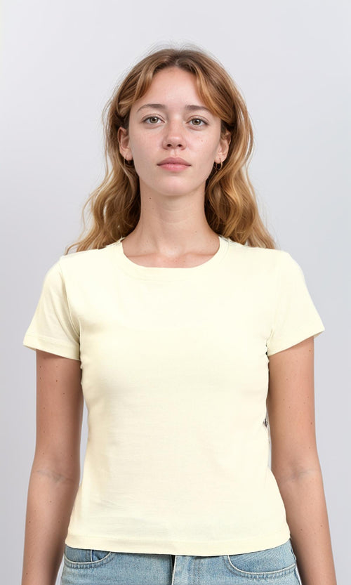 R215881 - Regular Fit Short Sleeves Solid Tee - Cream