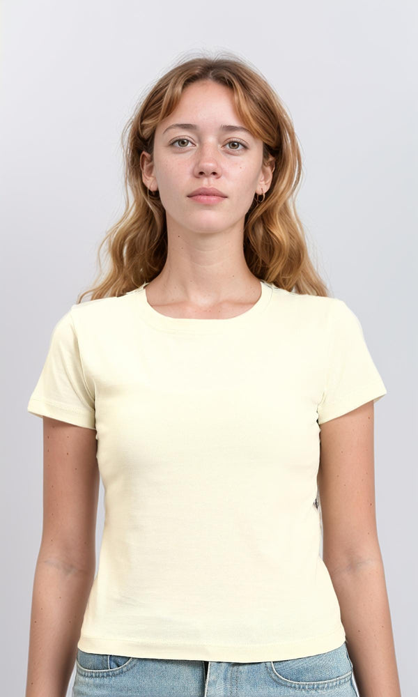 R215881 - Regular Fit Short Sleeves Solid Tee - Cream