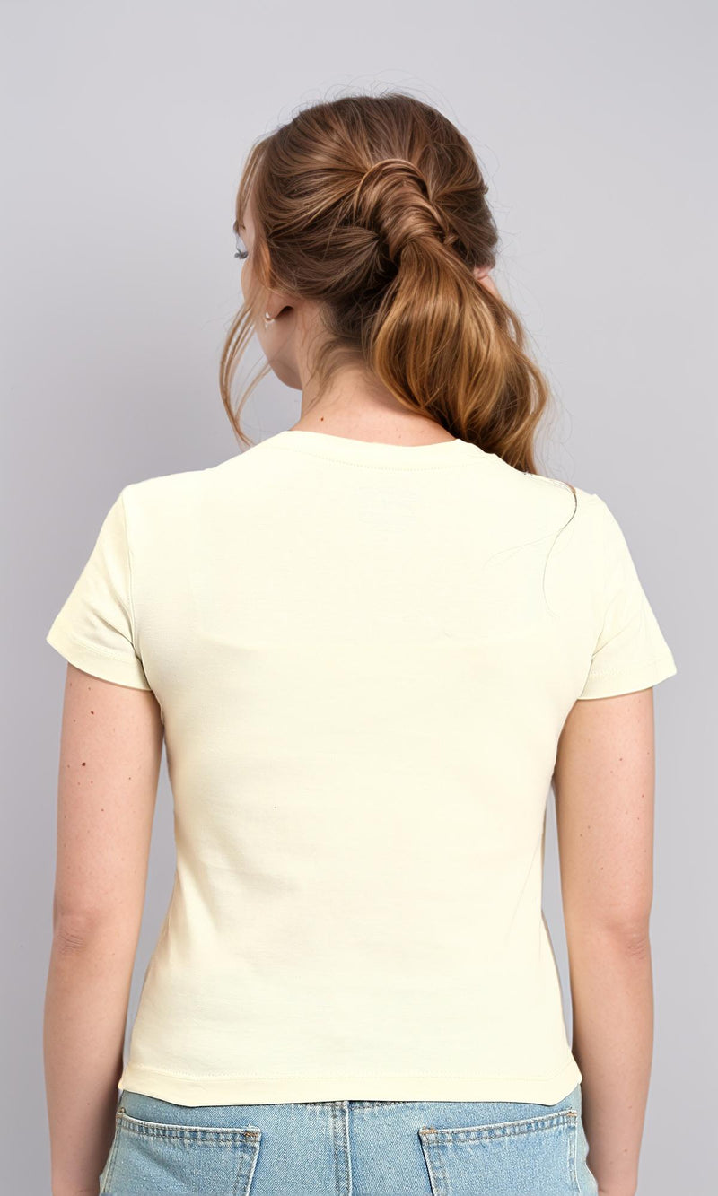 R215881 - Regular Fit Short Sleeves Solid Tee - Cream