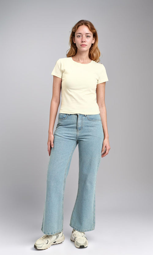 R215881 - Regular Fit Short Sleeves Solid Tee - Cream