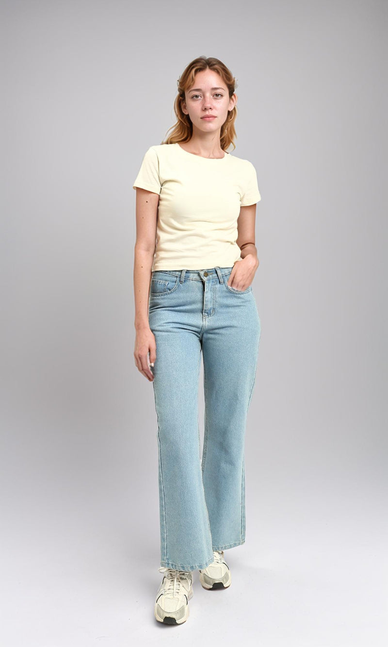 R215881 - Regular Fit Short Sleeves Solid Tee - Cream