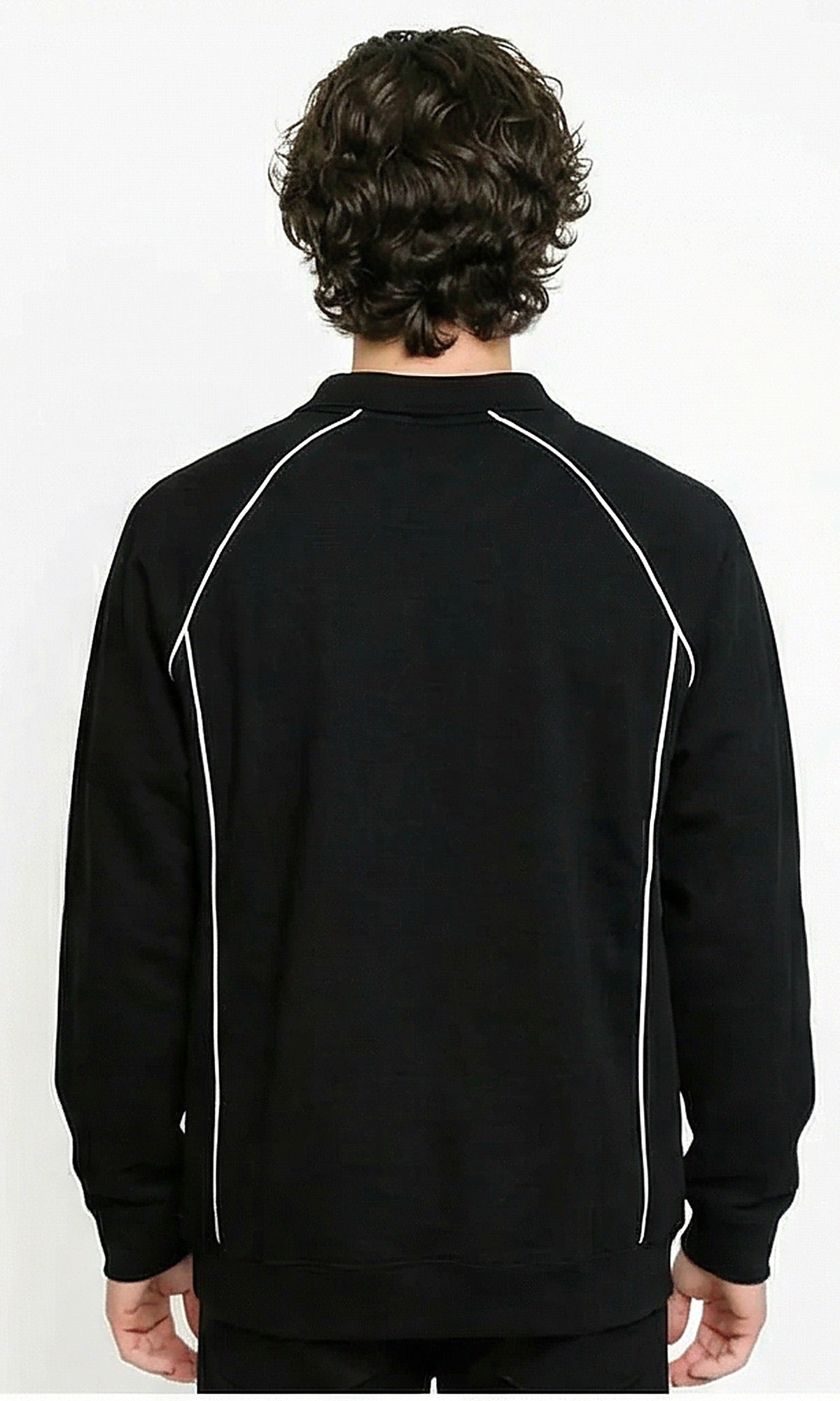 Black Piping Detail Polo Sweatshirt