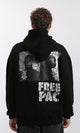 R215924 - Printed "Free Pac" Long Sleeves Hoodie - Black