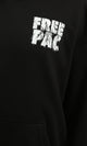 R215924 - Printed "Free Pac" Long Sleeves Hoodie - Black