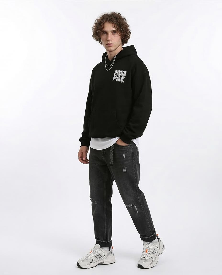 Ravin x Pac Tribute: "FREE PAC" Heavyweight Oversized Hoodie - Black - R215924