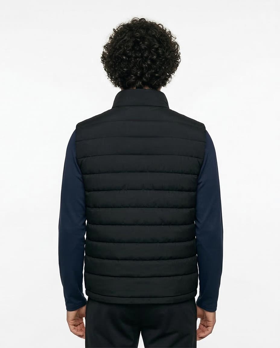 Ravin Men's High-Neck Full-Zip Quilted Canvas Vest - Black - R215933