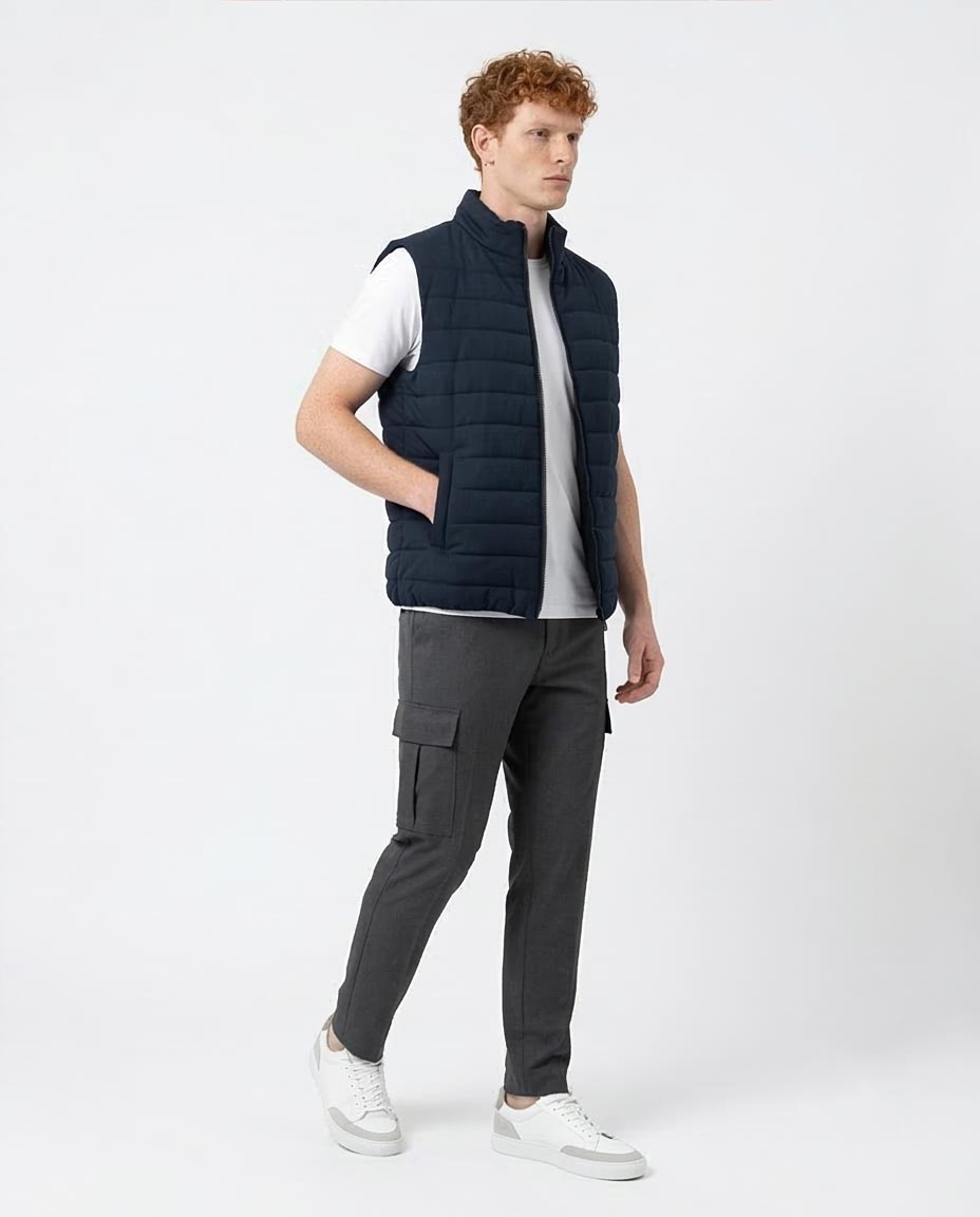 Ravin Men’s FW25 Canvas Padded High-Neck Vest – Navy - R215936