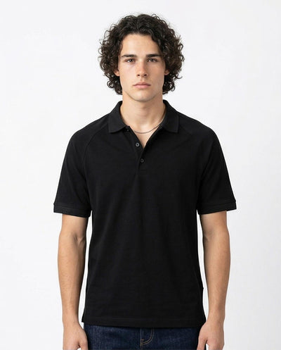 Ravin Men's Raglan Sleeve Essential Polo Shirt - Black - R215949