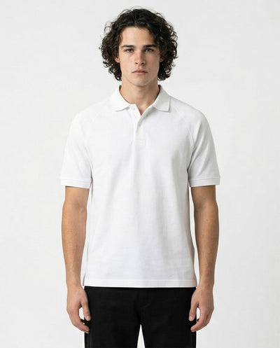 Ravin Men's Raglan Sleeve Piqué Polo Shirt – White - R215950