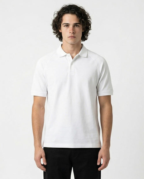 Ravin Men's Raglan Sleeve Piqué Polo Shirt – White - R215950