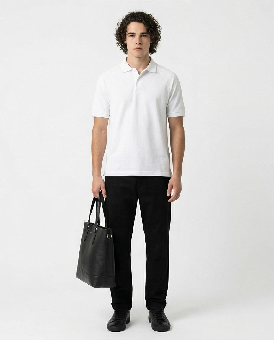 Ravin Men's Raglan Sleeve Piqué Polo Shirt – White - R215950