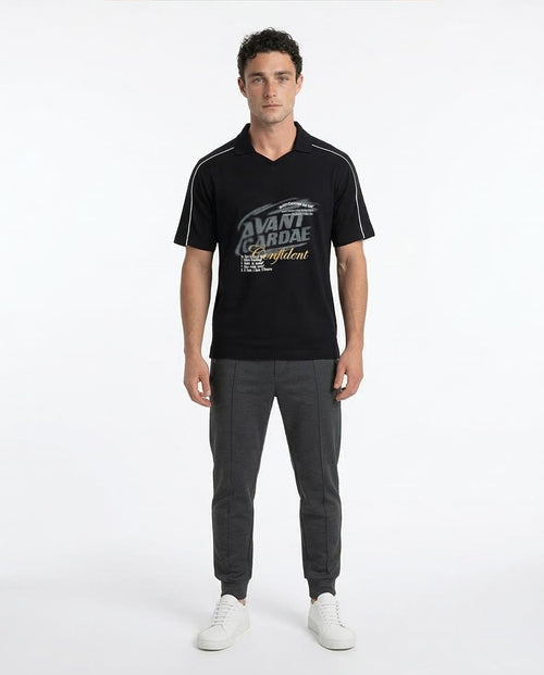 Ravin Men's Avant Gardae Oversized Piquet Polo – Black Sport Luxe Edition - R215952