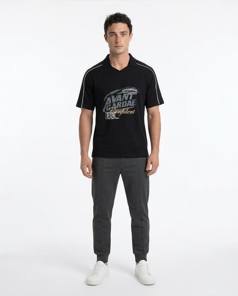 Ravin Men's Avant Gardae Oversized Piquet Polo – Black Sport Luxe Edition - R215952