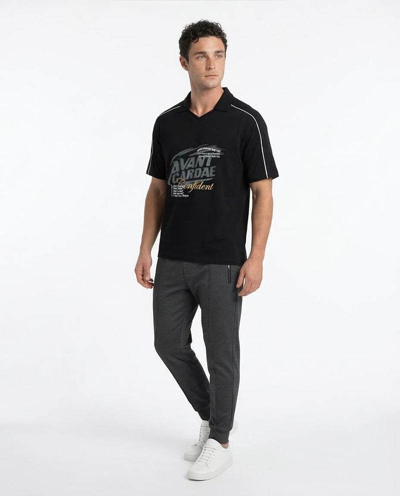 Ravin Men's Avant Gardae Oversized Piquet Polo – Black Sport Luxe Edition - R215952