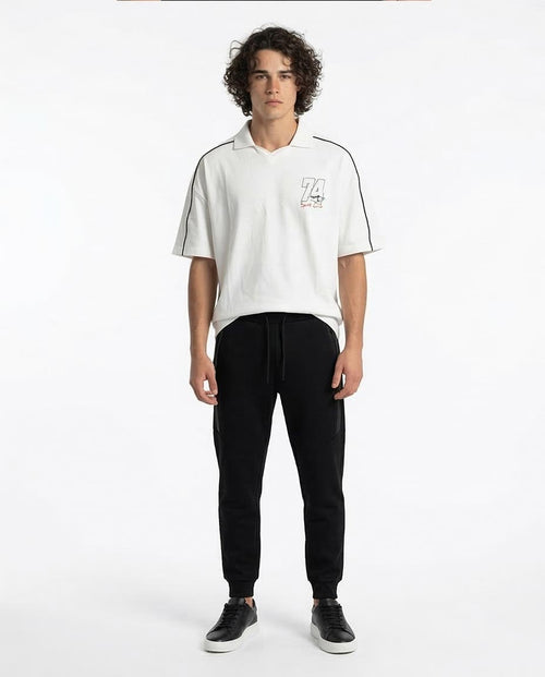 Ravin Oversized Off-White Piquet Graphic Polo – SS26 Collection - Off White - R215954
