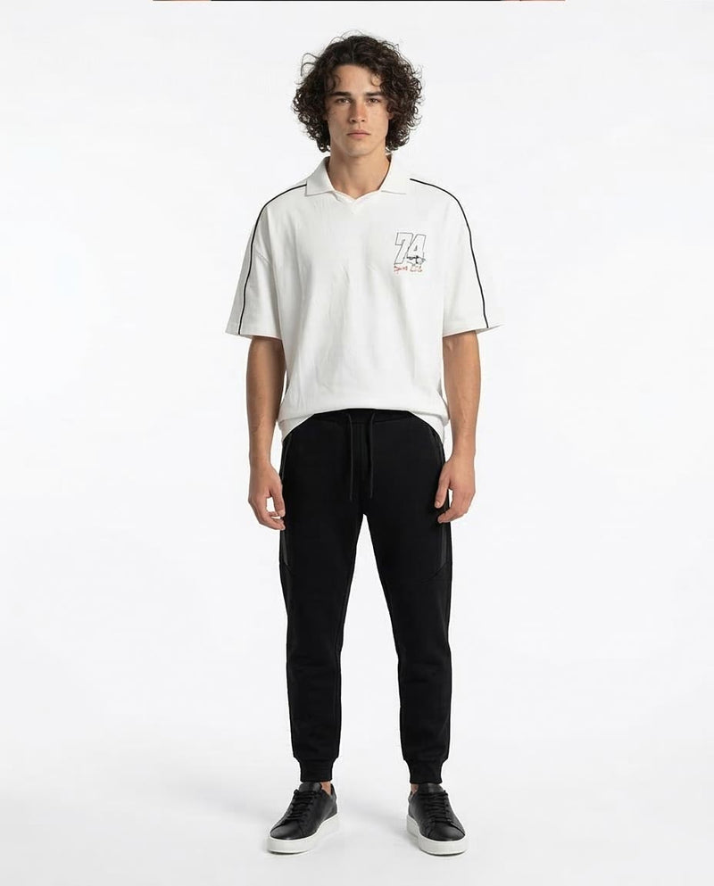 Ravin Oversized Off-White Piquet Graphic Polo – SS26 Collection - Off White - R215954