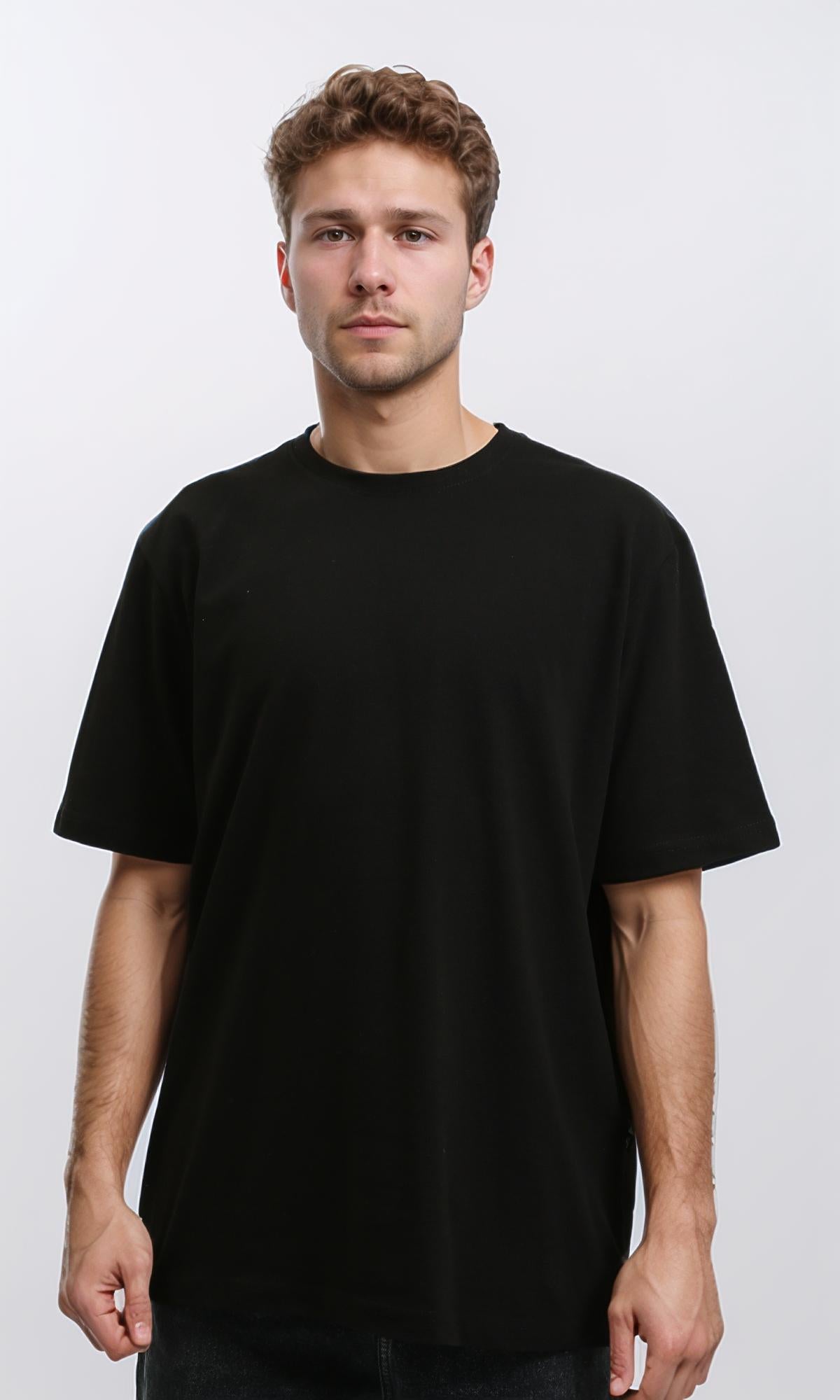 Solid Crew Neck Relaxed Fit Tee - Black