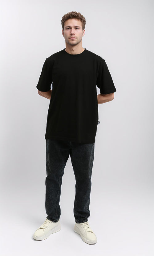 R215962 - Solid Crew Neck Relaxed Fit Tee - Black