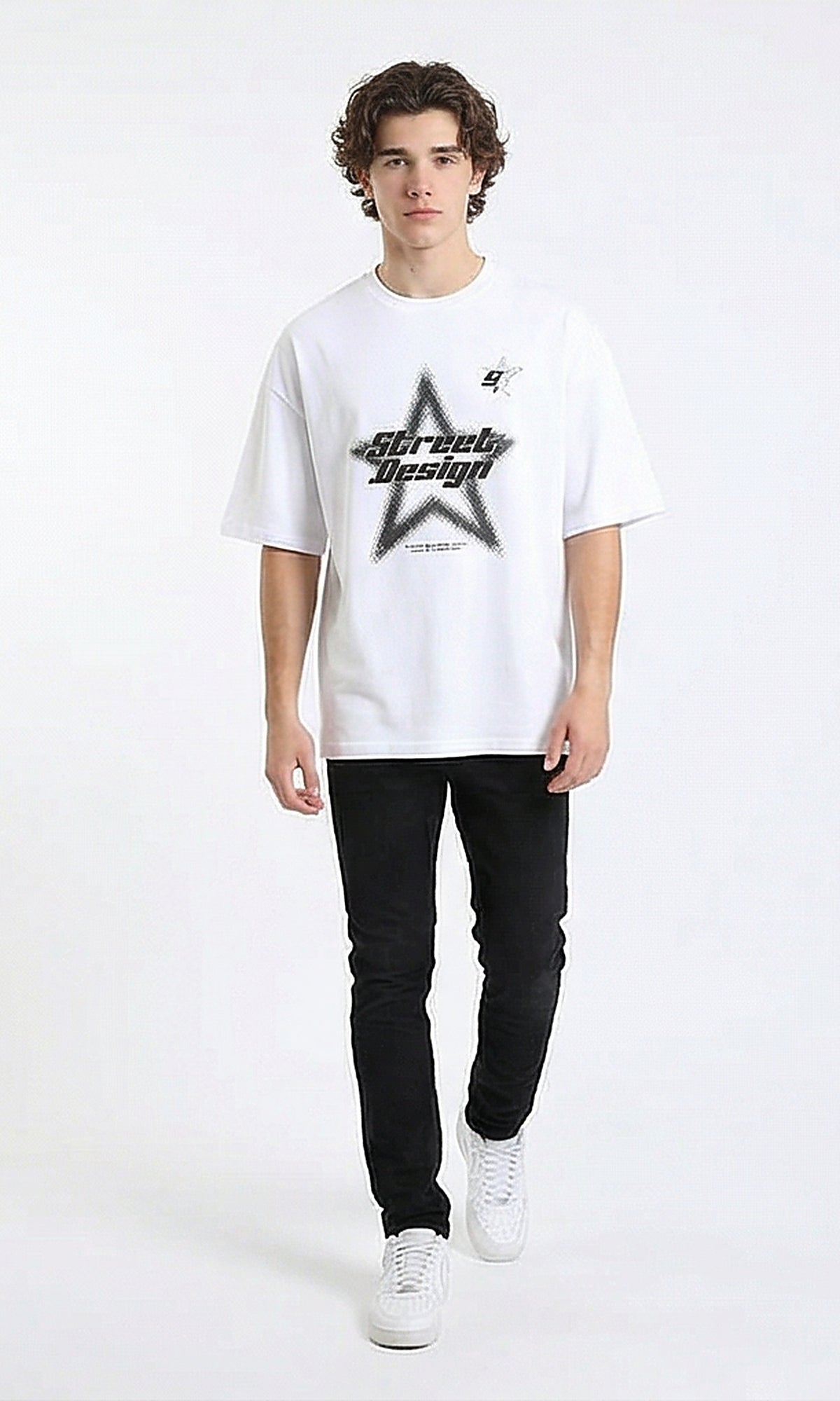 R215967 - Slip On Elbow Sleeves Comfy Tee - White