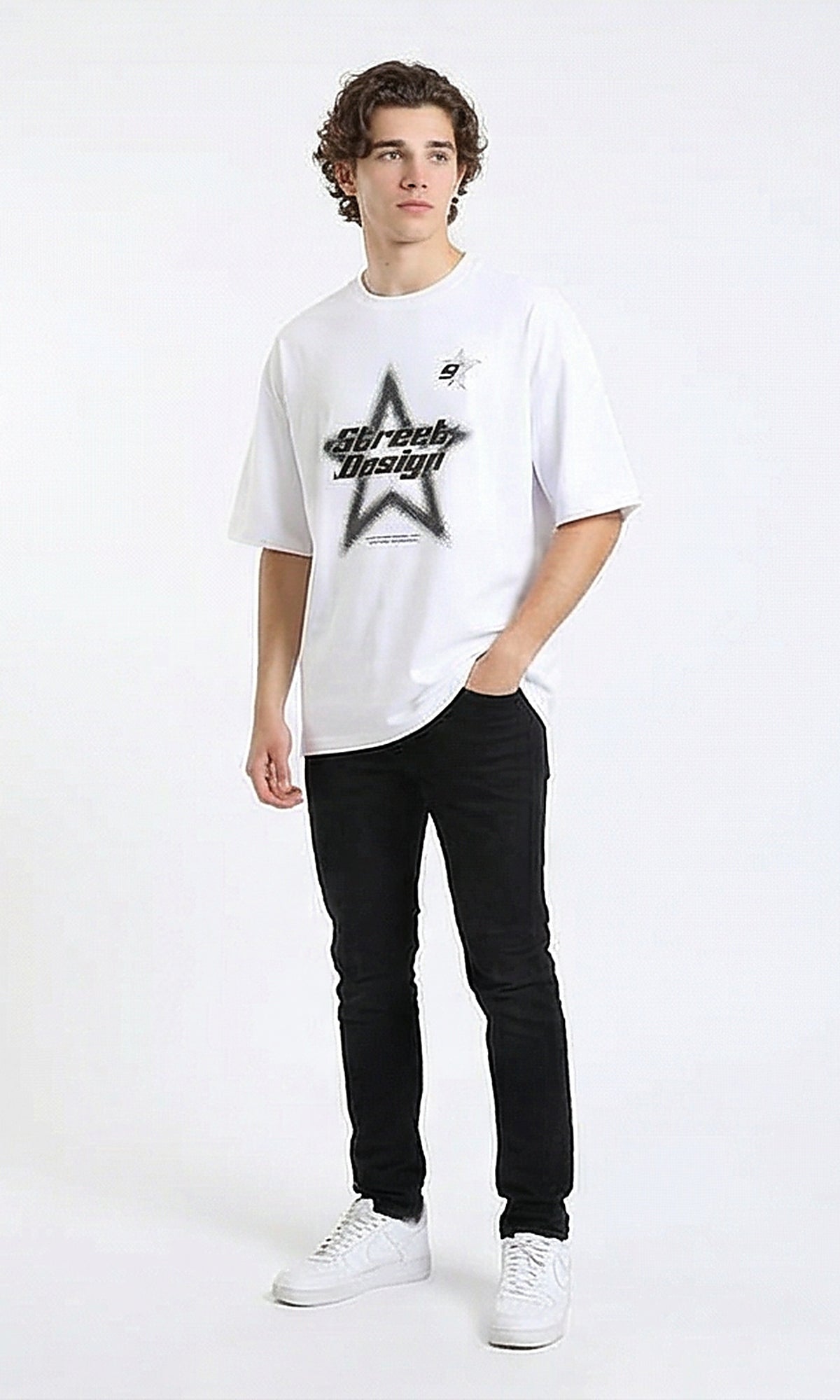 R215967 - Slip On Elbow Sleeves Comfy Tee - White
