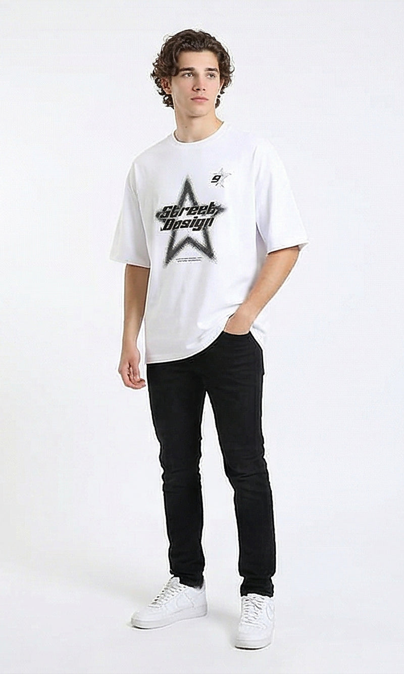 R215967 - Slip On Elbow Sleeves Comfy Tee - White