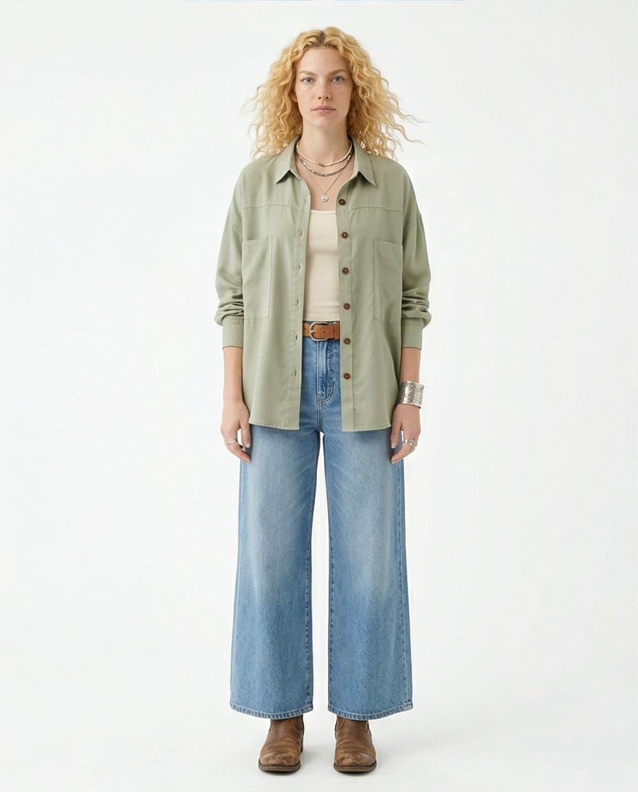 Ravin Sage Utility Drop-Shoulder Relaxed Shirt - R216066