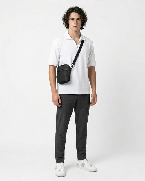 Men’s Quarter-Zip Relaxed Fit Polo Shirt – White - R216102