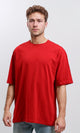 R216104 - Solid Crew Neck Relaxed Fit Tee - Red