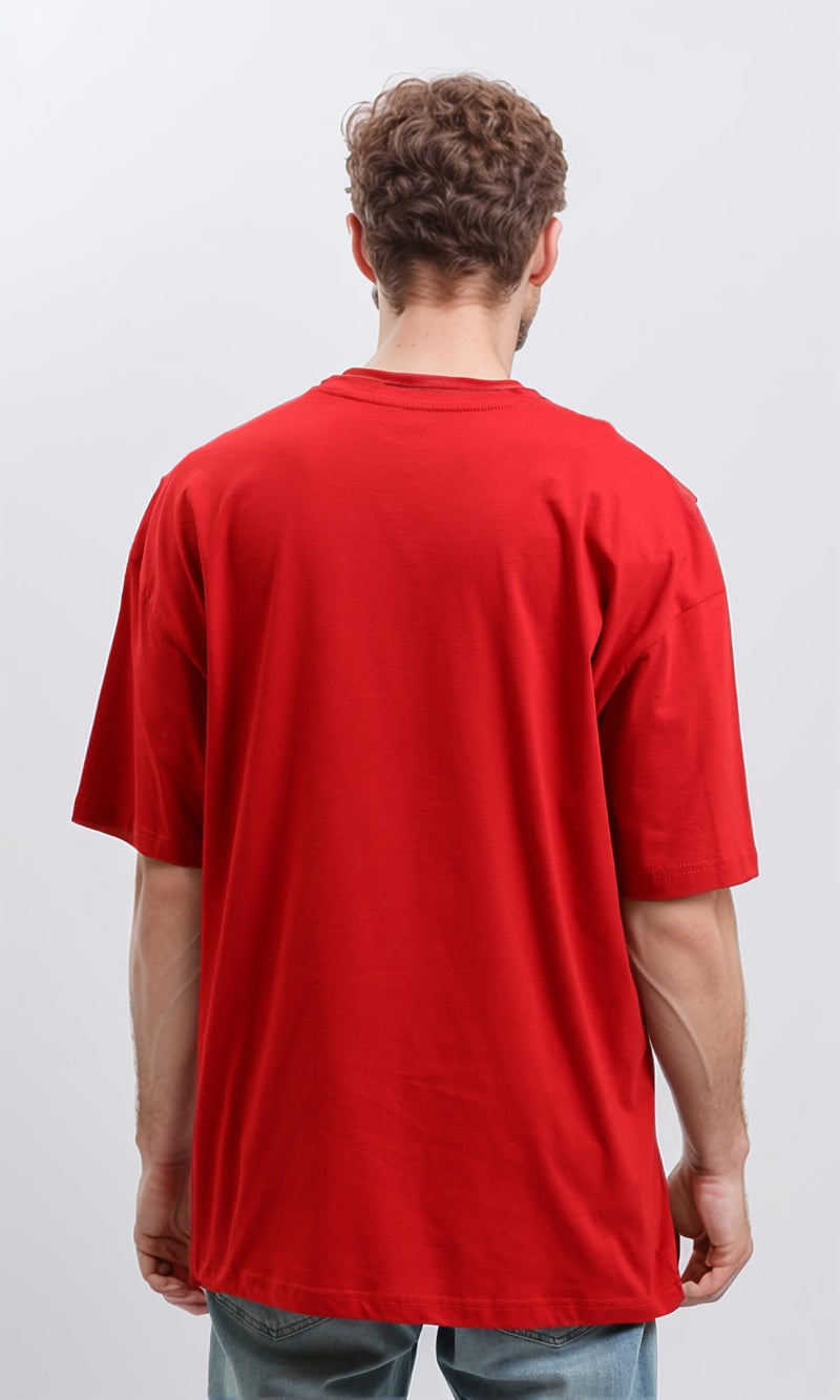 R216104 - Solid Crew Neck Relaxed Fit Tee - Red