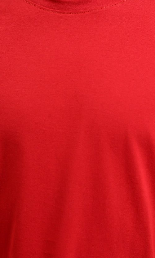 R216104 - Solid Crew Neck Relaxed Fit Tee - Red