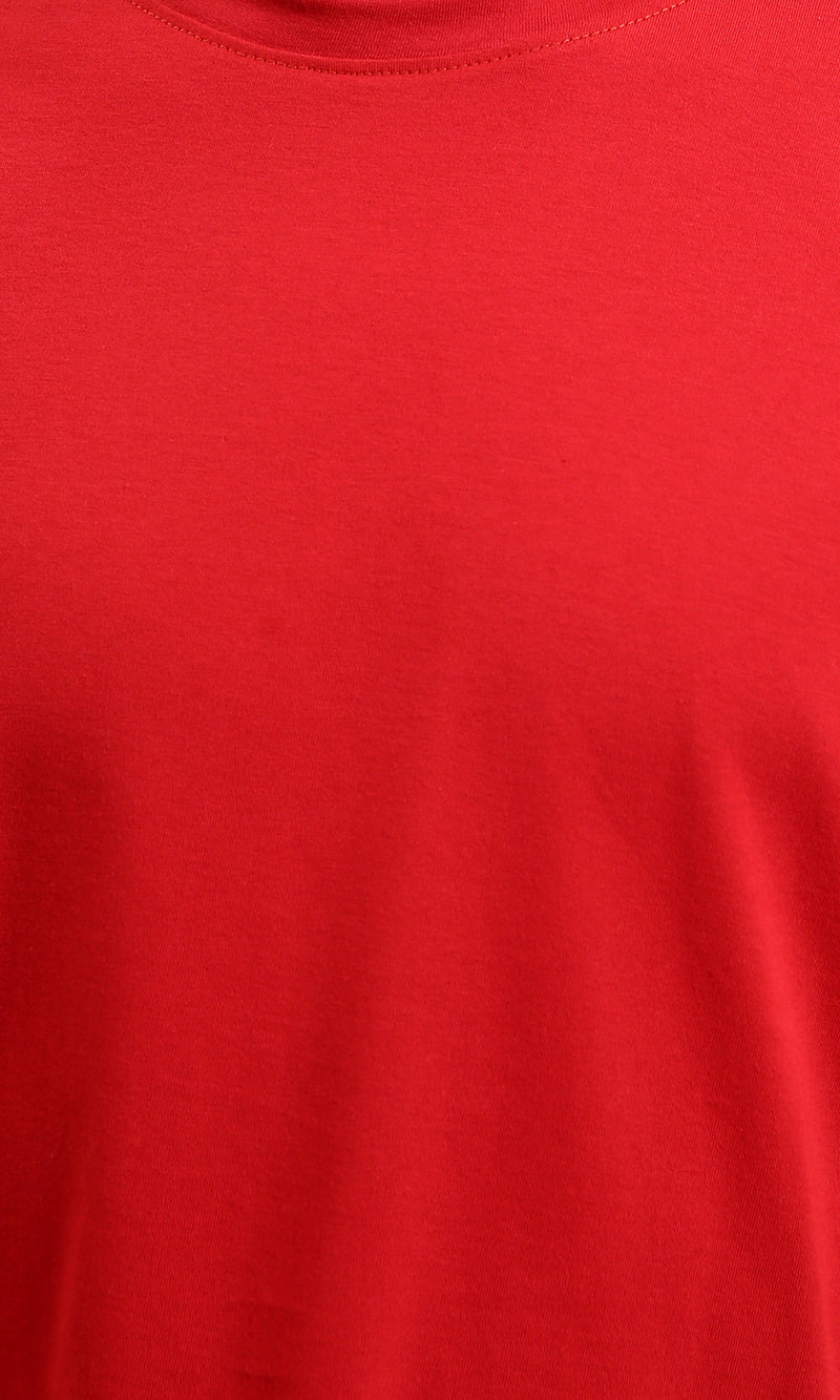 R216104 - Solid Crew Neck Relaxed Fit Tee - Red