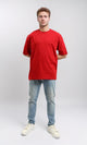 R216104 - Solid Crew Neck Relaxed Fit Tee - Red