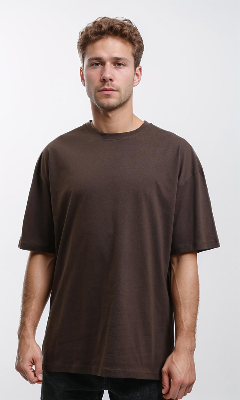 R216106 - Solid Crew Neck Relaxed Fit Tee - Burnt Brown