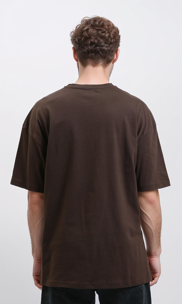 R216106 - Solid Crew Neck Relaxed Fit Tee - Burnt Brown