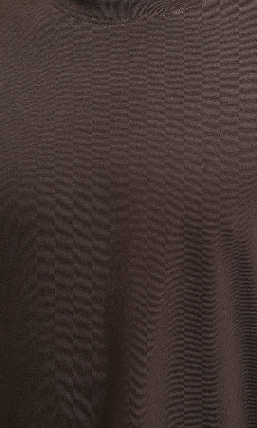 R216106 - Solid Crew Neck Relaxed Fit Tee - Burnt Brown