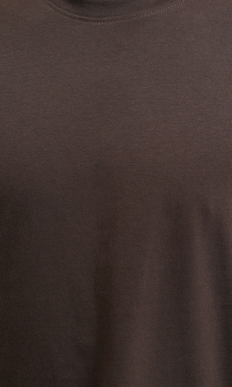 R216106 - Solid Crew Neck Relaxed Fit Tee - Burnt Brown