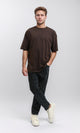 R216106 - Solid Crew Neck Relaxed Fit Tee - Burnt Brown