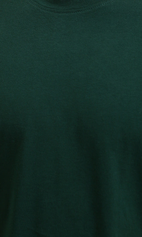 R216107 - Solid Crew Neck Relaxed Fit Tee - Dark Green