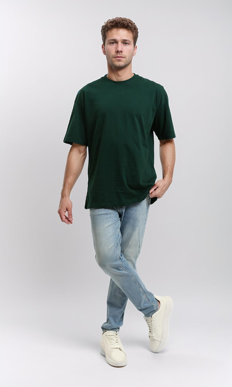 R216107 - Solid Crew Neck Relaxed Fit Tee - Dark Green