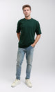 R216107 - Solid Crew Neck Relaxed Fit Tee - Dark Green