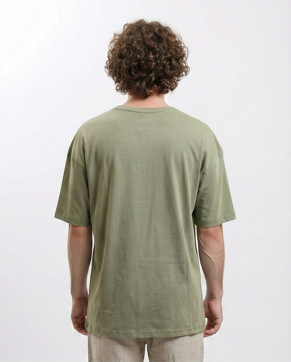 R216108 - Solid Crew Neck Relaxed Fit Tee - Olive