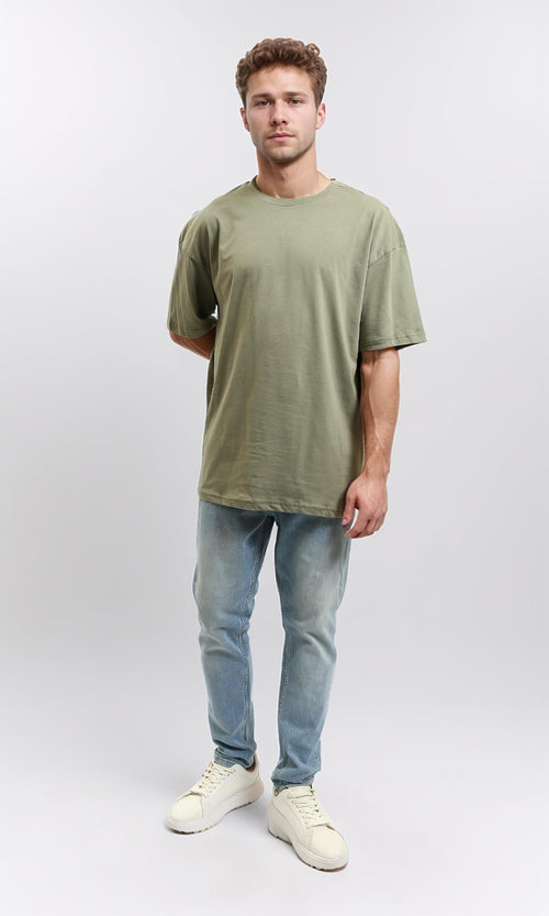 R216108 - Solid Crew Neck Relaxed Fit Tee - Olive