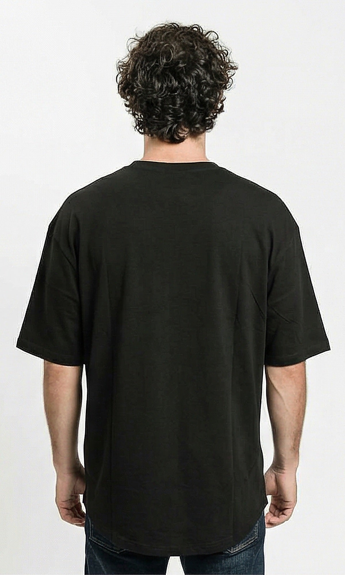 Black Oversized Relaxed Fit Crew Neck Tee - R216109