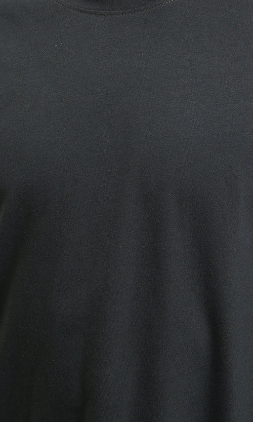 R216110 - Solid Crew Neck Relaxed Fit Tee - Charcoal Grey