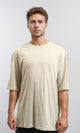 R216111 - Solid Crew Neck Relaxed Fit Tee - Light Beige
