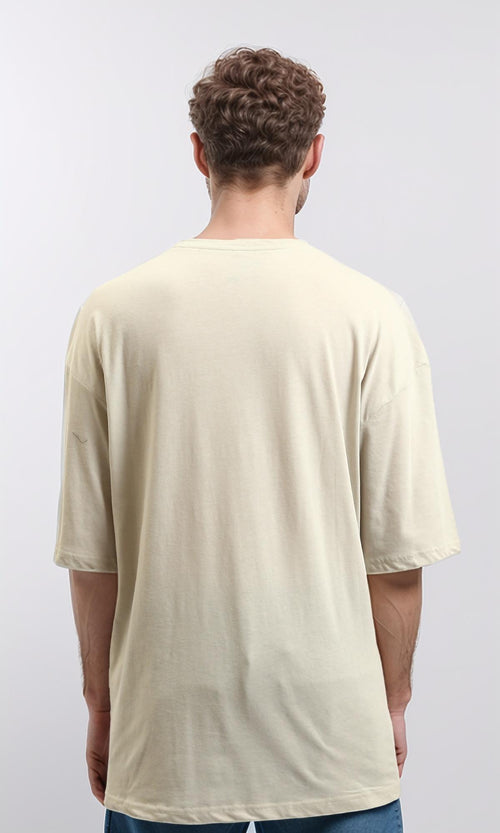 R216111 - Solid Crew Neck Relaxed Fit Tee - Light Beige