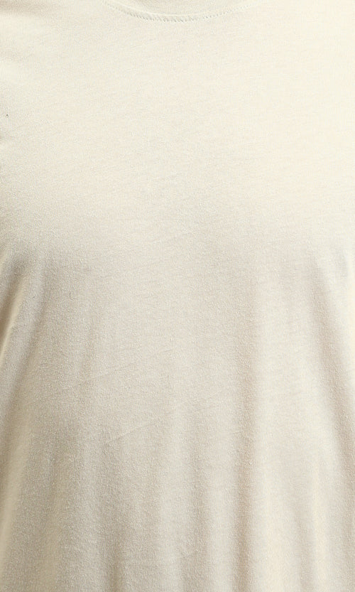 R216111 - Solid Crew Neck Relaxed Fit Tee - Light Beige