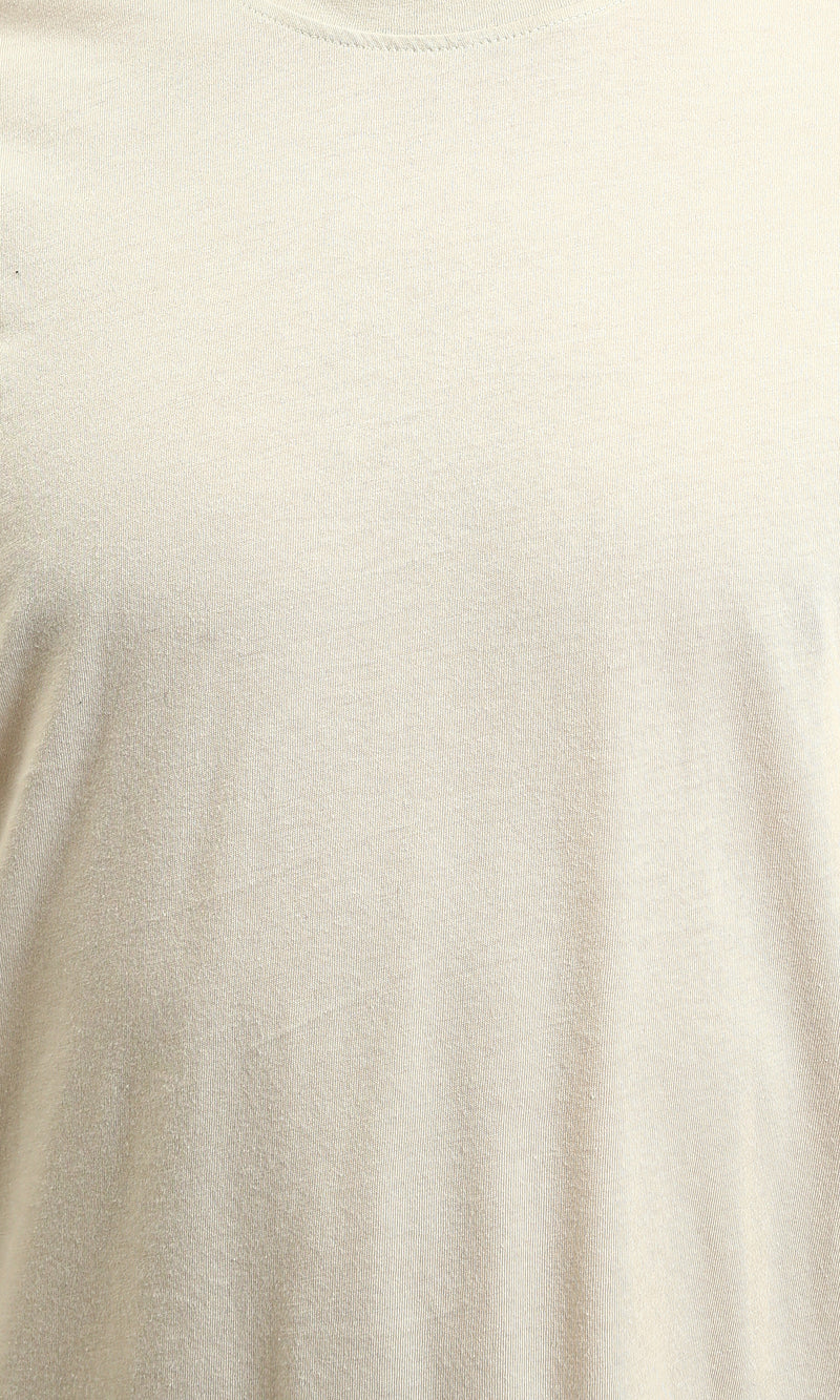 R216111 - Solid Crew Neck Relaxed Fit Tee - Light Beige
