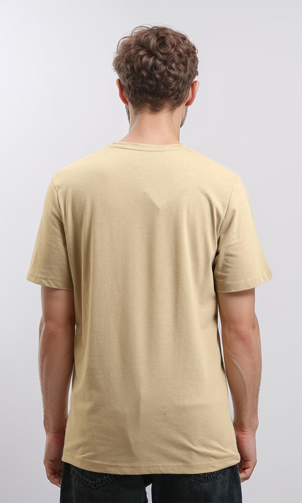 R216113 - Solid Crew Neck Relaxed Fit Tee - Dark Beige