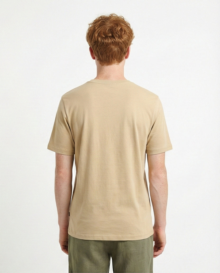 R216113 - Solid Crew Neck Relaxed Fit Tee - Dark Beige
